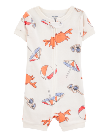 Baby 1-Piece Beach Crab 100% Snug Fit Cotton Romper Pajamas - Ivory, 