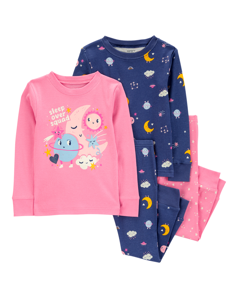 Baby 4-Piece Glow Space 100% Snug Fit Cotton Pajamas, image 1 of 5 slides