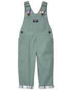 Toddler Plaid Lined Lightweight Canvas Overalls, image 1 of 4 slides
