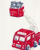 Baby 4-Piece Fire Truck Cotton Pajamas, image 2 of 4 slides