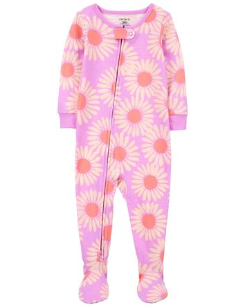 Baby 1-Piece Daisy 100% Snug Fit Cotton Footie Pajamas, 
