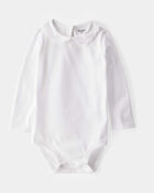 Baby Scalloped Collar Long-Sleeve Bodysuit - White, image 1 of 3 slides