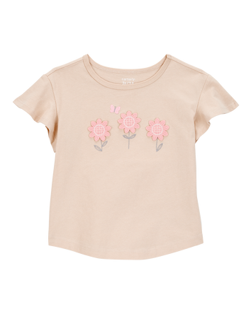 Toddler Floral Short-Sleeve Top - Tan, 