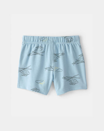 Toddler Boy Helicopter French Terry Shorts - Blue, 
