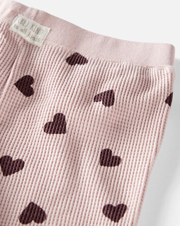 Toddler Waffle Knit Set Made with Organic Cotton in Heart Print, 