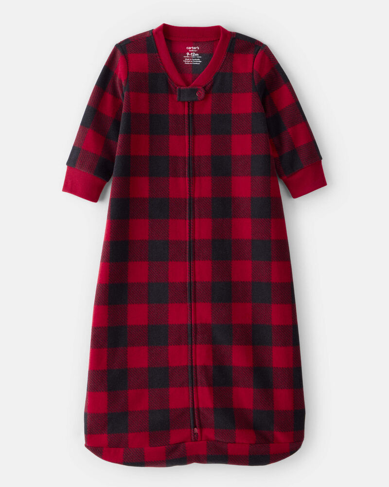 Baby Checkered Print Loose Fit Long-Sleeve Wearable Blanket, image 1 of 4 slides