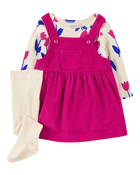 Baby 3-Piece Tulip Tee & Corduroy Jumper Set, image 1 of 5 slides