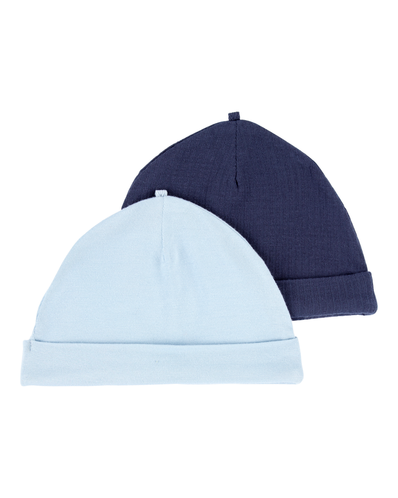 Baby Boy 2-Pack PurelySoft Caps - Blue, image 1 of 4 slides