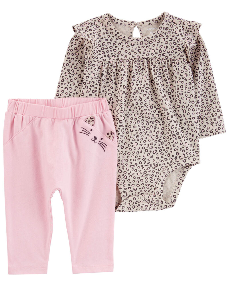 Baby 2-Piece Leopard Bodysuit Pant Set, image 1 of 4 slides
