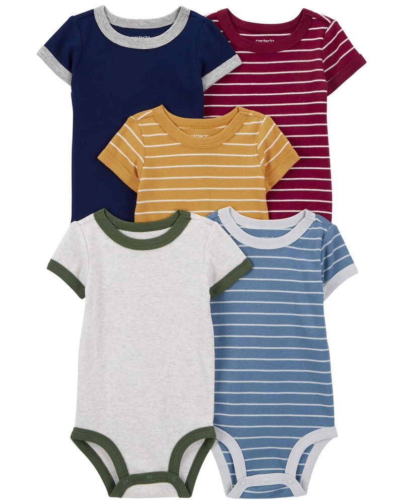 Baby 6-Pack Striped Short-Sleeve Bodysuits, image 1 of 7 slides