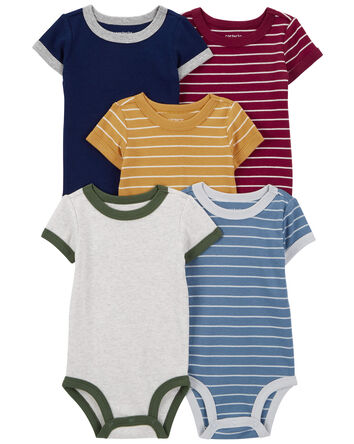 Baby 6-Pack Striped Short-Sleeve Bodysuits, 