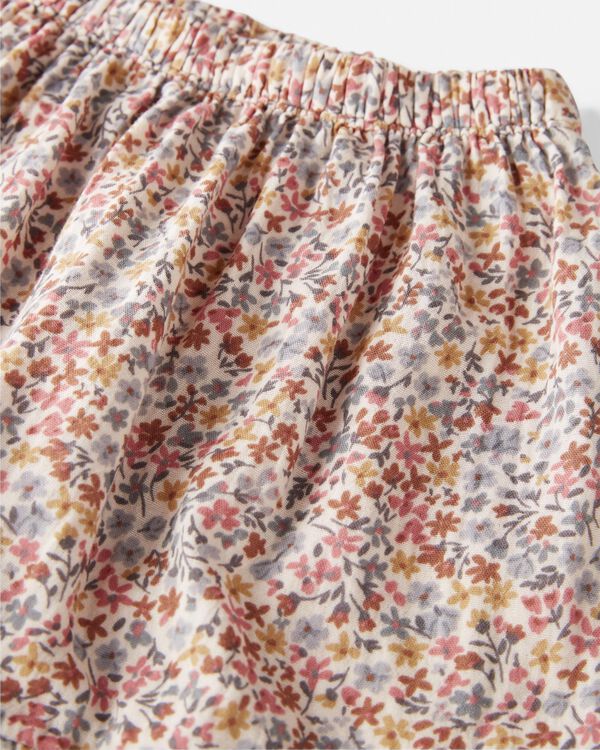 Toddler Floral Print Organic Cotton Gauze Midi Skirt