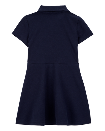Toddler Pique Short-Sleeve Uniform Dress - Navy, 