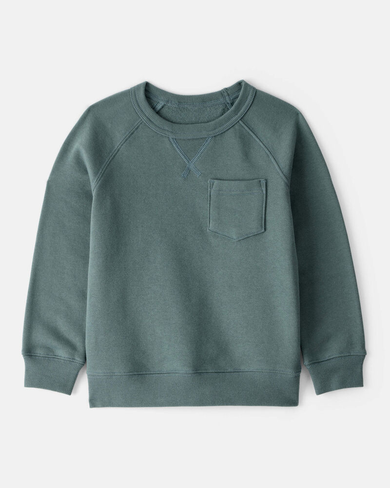 Toddler Boy Solid Fleece Long-Sleeve Sweatshirt - Green, image 1 of 3 slides