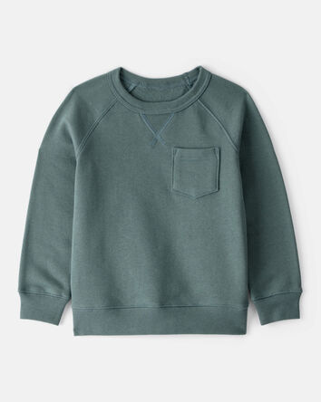 Toddler Boy Solid Fleece Long-Sleeve Sweatshirt - Green, 