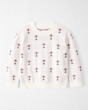 Toddler Organic Cotton Sweater Knit in Wildflower Maze Print, 