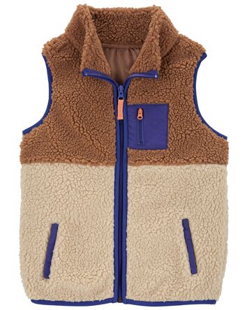 Zip-Up Sherpa Vest, 