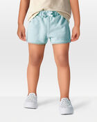 Toddler 2-Piece Floral Ribbed Tank Top & Pom Pom Dolphin Shorts Set - Turquoise, image 6 of 7 slides