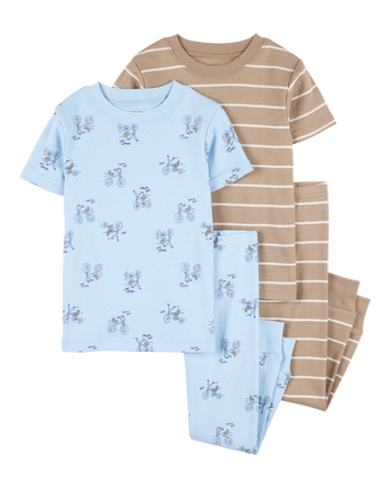 Toddler 4-Piece Snacks Cotton Pajamas, 