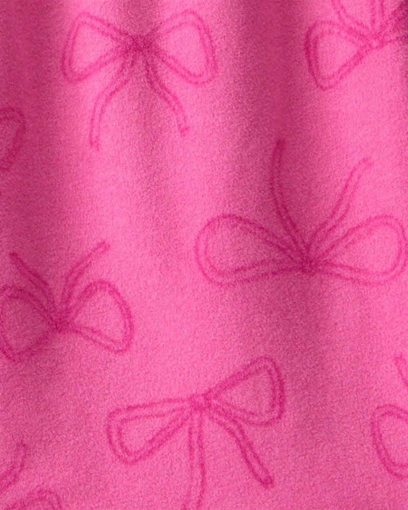 Girls Bow Print Fleece Long-Sleeve Loose Fit Night Gown - Pink, image 2 of 3 slides