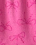 Girls Bow Print Fleece Long-Sleeve Loose Fit Night Gown - Pink, image 2 of 3 slides