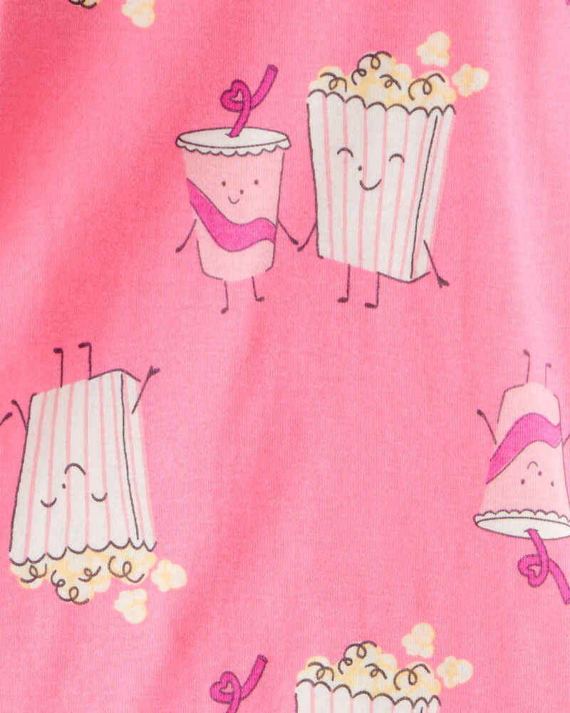Toddler Girl Movie Print 100% Cotton Long-Sleeve 4-Piece Pajamas - Pink/Black, image 3 of 5 slides