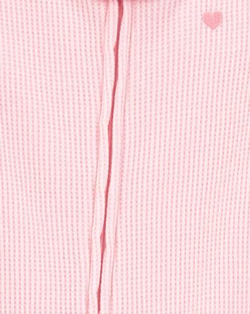 Toddler Girl Heart Waffle Knit Footie 1-Piece Pajamas - Pink, 