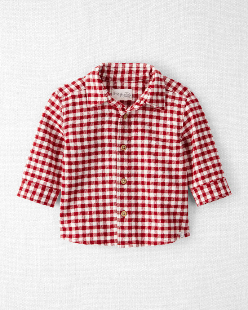 Baby Boy Plaid Organic Cotton Button-Front Flannel Shirt, image 1 of 5 slides