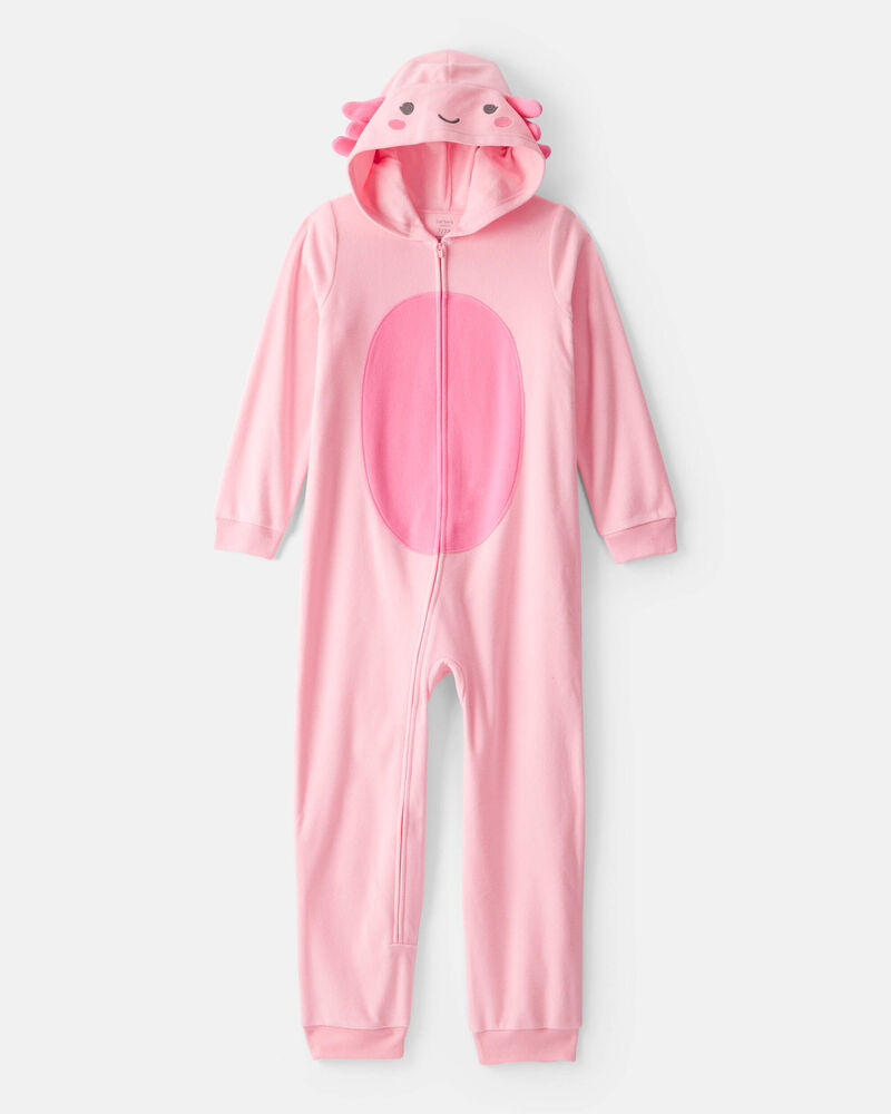 Girls Fleece Long-Sleeve Snug Fit 1-Piece Pajamas - Pink, image 1 of 3 slides