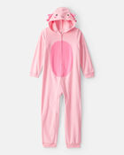 Girls Fleece Long-Sleeve Snug Fit 1-Piece Pajamas - Pink, image 1 of 3 slides