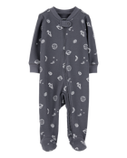 Baby Boy Space Print 2-Way Zip Waffle Knit Sleep & Play - Grey, image 1 of 3 slides