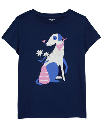 Kid Dog and Flowers Graphic Tee, 