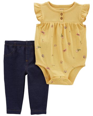 Baby 2-Piece Floral Bodysuit Pant Set, 