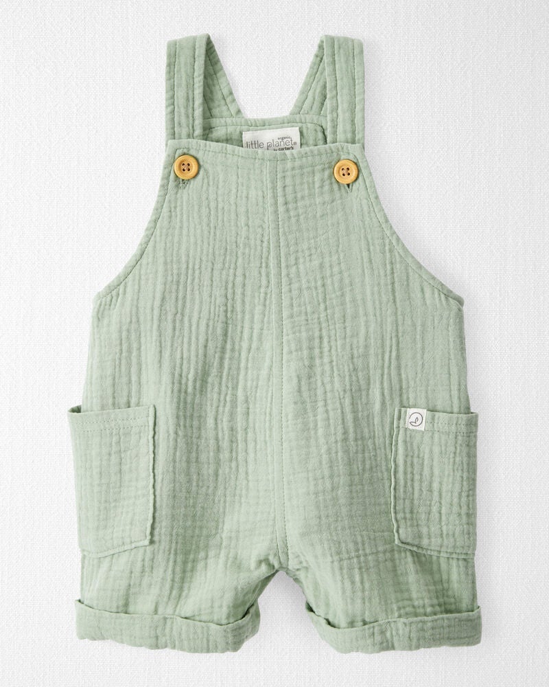 Baby Organic Cotton Gauze Shortalls, image 1 of 3 slides