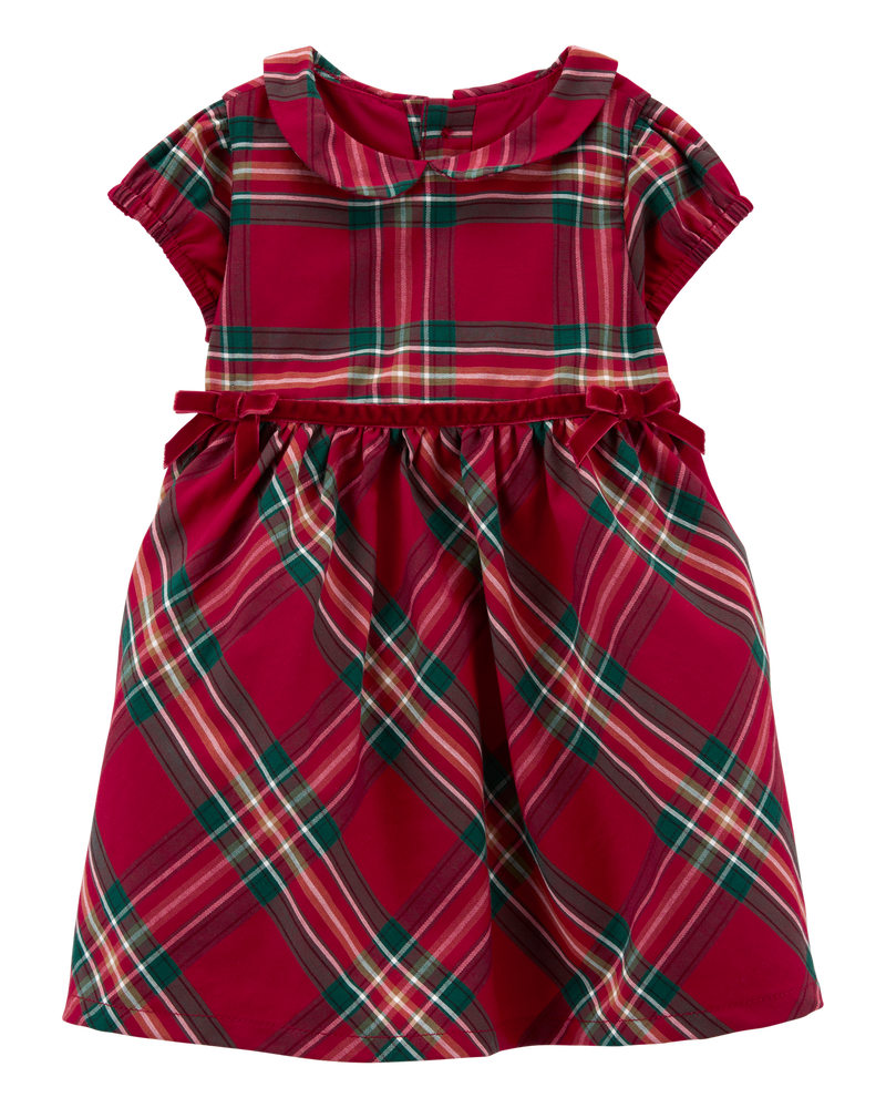 Baby Plaid Sateen Holiday Dress, image 1 of 5 slides