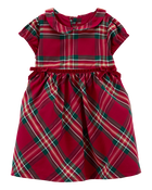 Baby Plaid Sateen Holiday Dress, image 1 of 5 slides