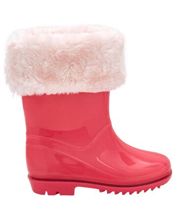 Toddler Faux Fur-Lined  Rain Boots, 