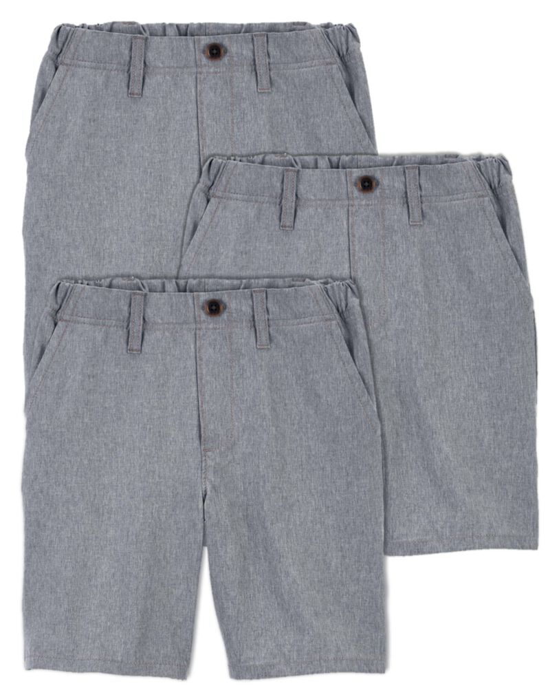 Kid 3-Pack Lightweight Uniform Shorts in Quick Dry Active Poplin, image 1 of 2 slides
