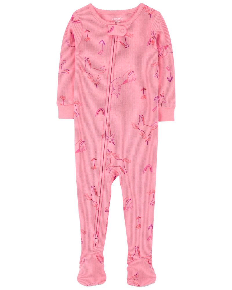 Toddler 1-Piece Unicorn Thermal Footie Pajamas, image 1 of 4 slides