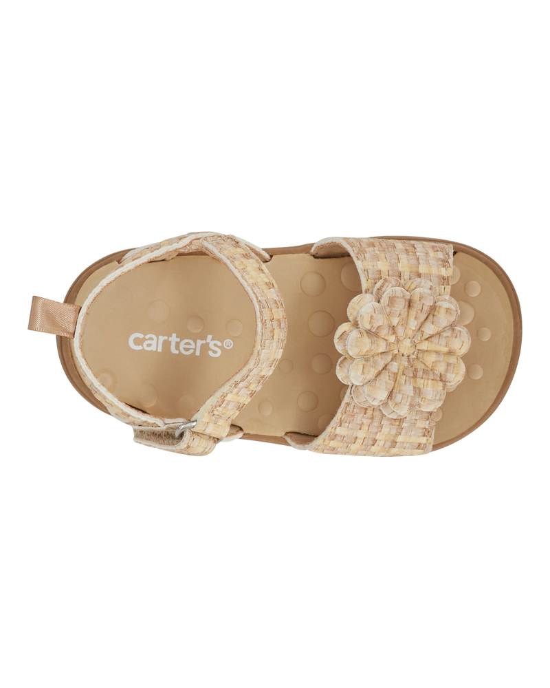 Baby  Every Step® First Walker Woven Flower Accent Sandals - Beige, image 4 of 7 slides