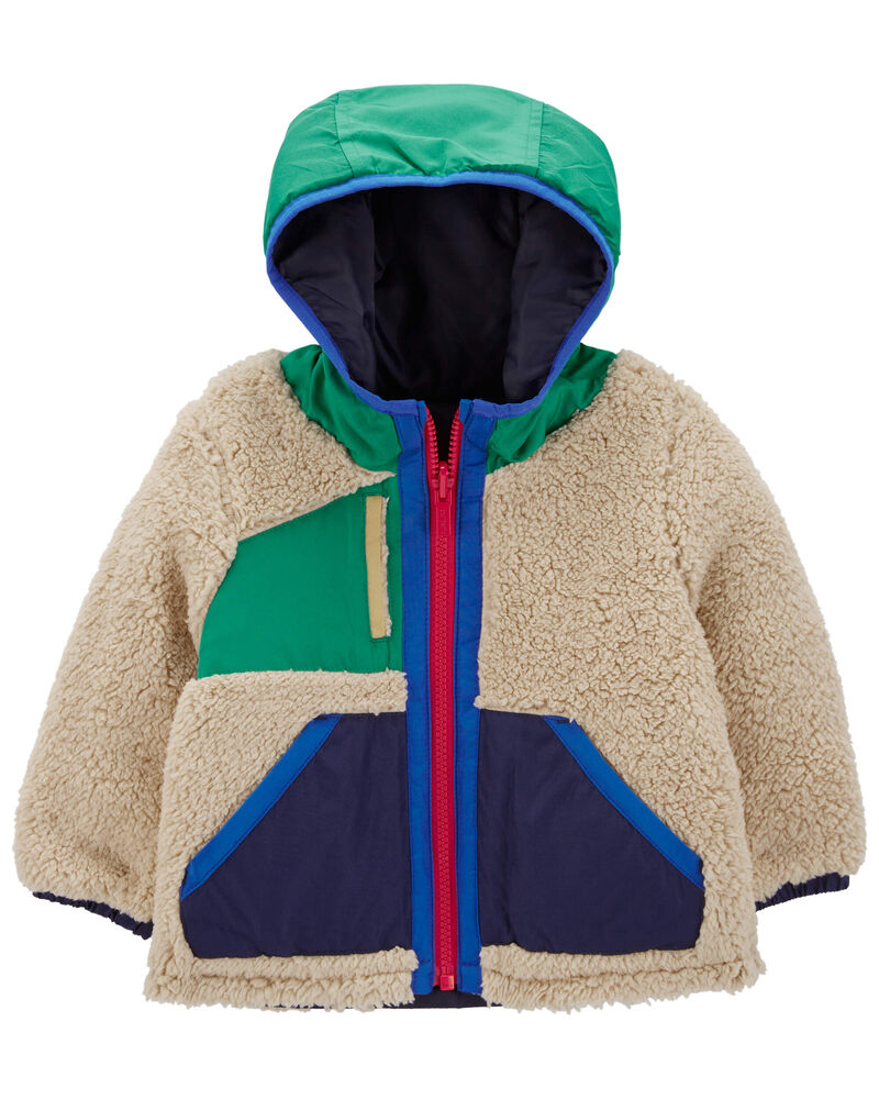 Baby Colorblock Faux Sherpa Mid-Weight Jacket, image 1 of 4 slides