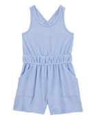 Kid Ribbed Textured Romper - Blue, image 1 of 4 slides