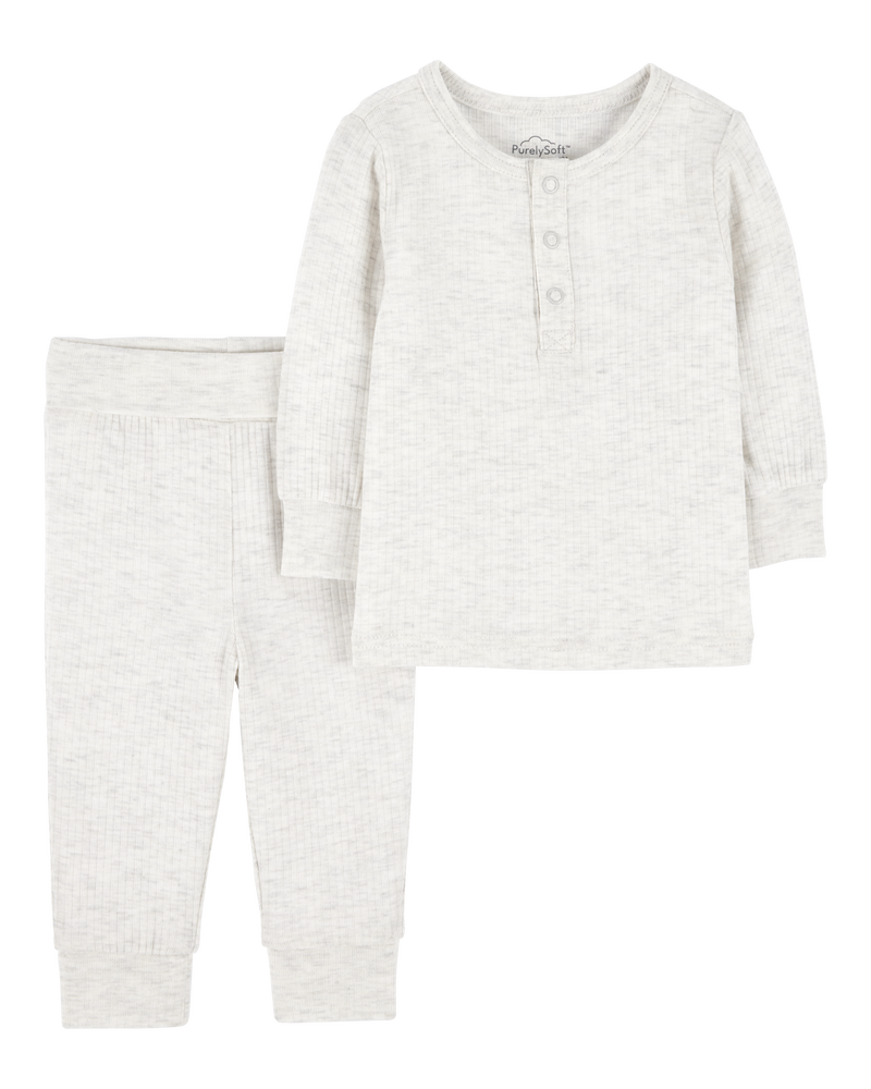 Baby 2-Piece PurelySoft Outfit Set - Grey, image 1 of 6 slides