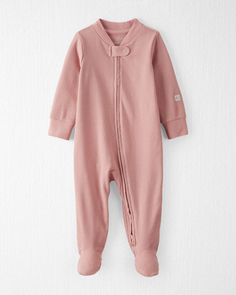 Baby  Organic Cotton Sleep & Play Pajamas in Pink, image 1 of 5 slides