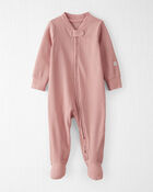 Baby  Organic Cotton Sleep & Play Pajamas in Pink, image 1 of 5 slides