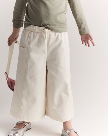 Toddler Girl Wide Leg Pocket Pant - Cream, 