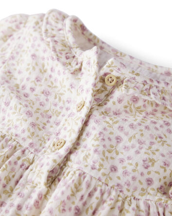 Baby Girl Organic Cotton Gauze Bubble in Botanic Muse Print, 