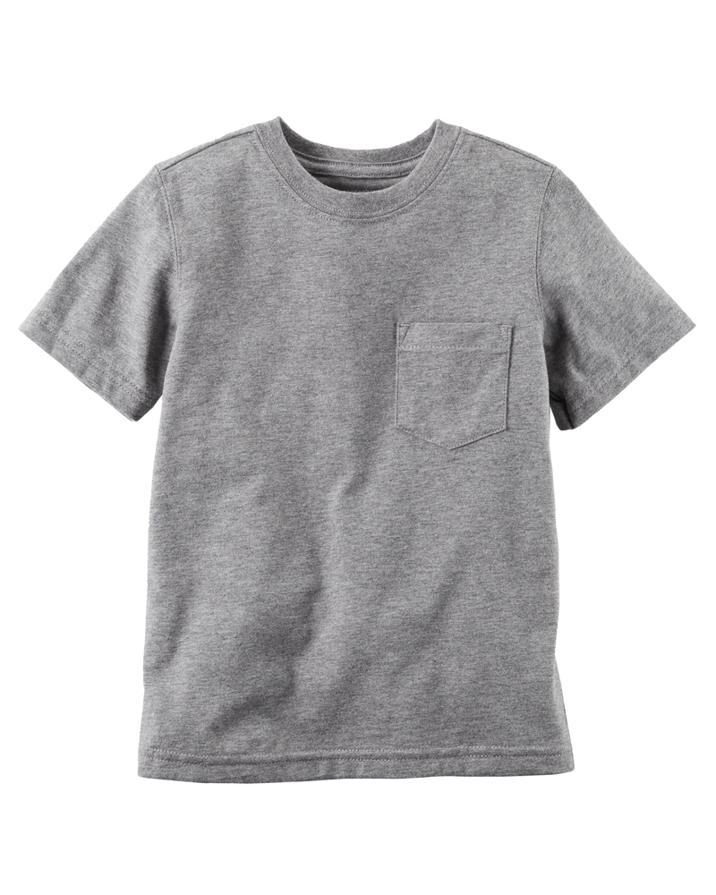 Baby Solid Short-Sleeve Pocket Tee - Grey, image 1 of 2 slides