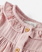 Baby Organic Cotton Gauze Button-Front Dress in Perfect Pink

, image 2 of 4 slides
