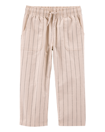 Toddler Striped Pull-On Cotton Pants - Tan, 